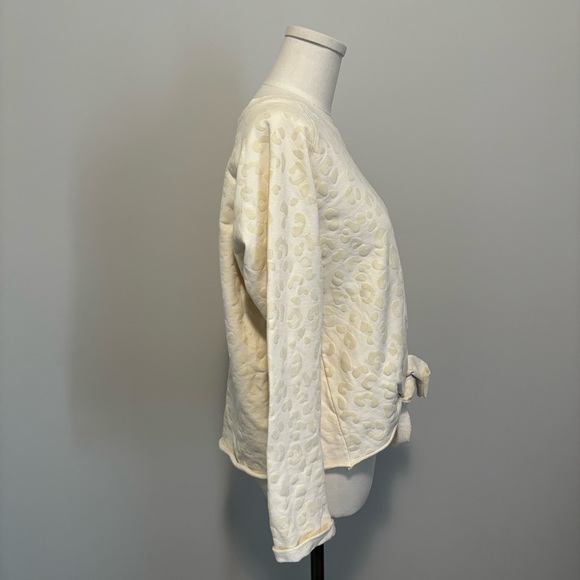 Jackson Rowe Arose Sweatshirt Cream Leopard Print Tie Front Cotton Sweatshirt - Picture 8 of 15